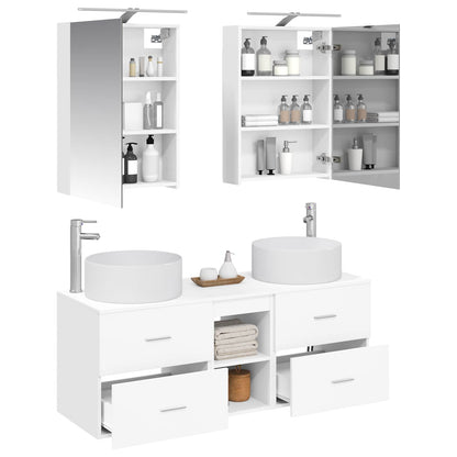vidaXL Bathroom Furniture Set 5 pcs White Engineered Wood and Glass 3