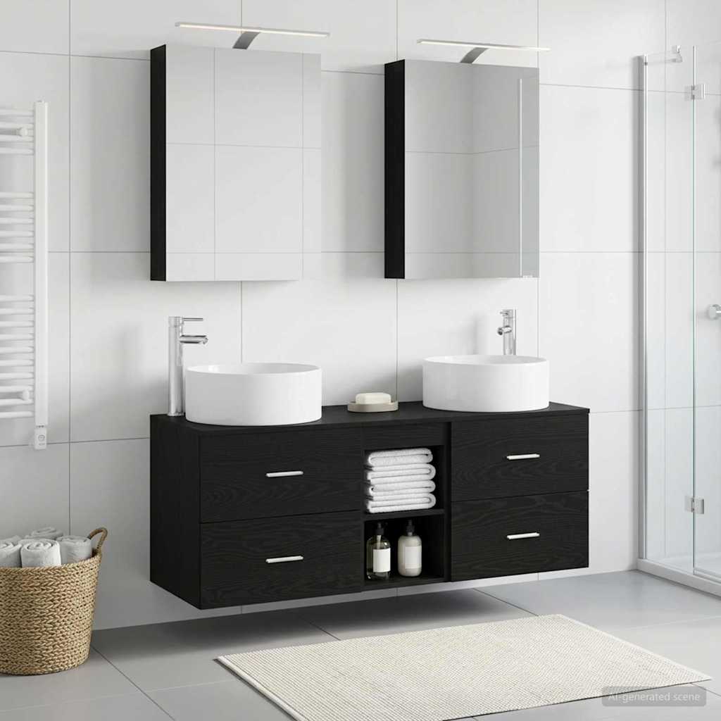 vidaXL Bathroom Furniture Set 5 pcs Black Oak 4