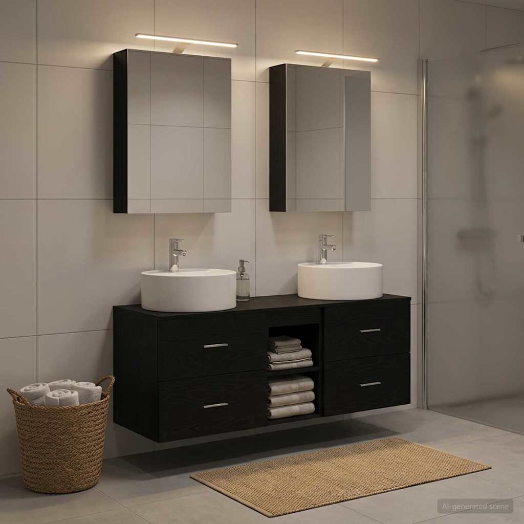 vidaXL Bathroom Furniture Set 5 pcs Black Oak 1