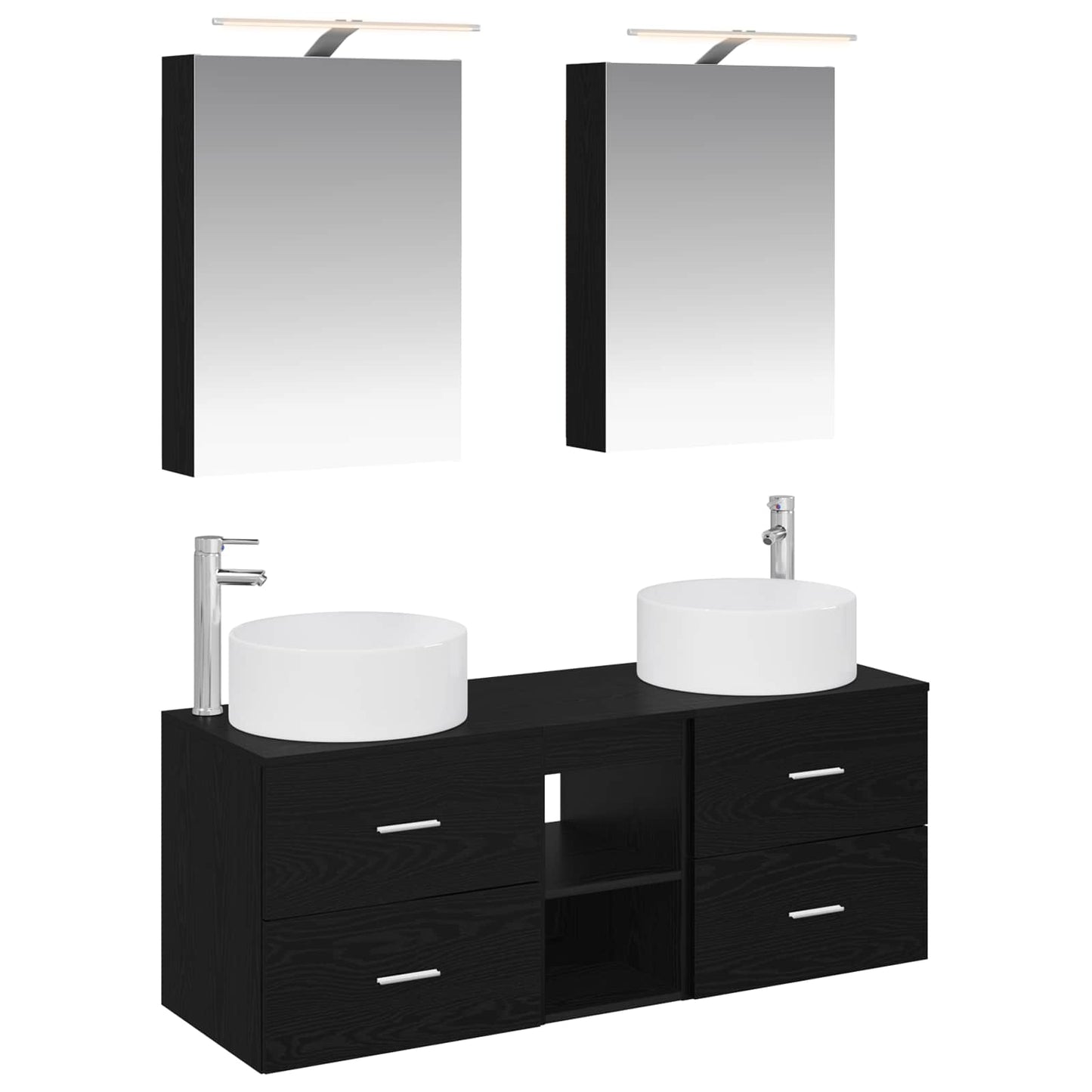 vidaXL Bathroom Furniture Set 5 pcs Black Oak 2