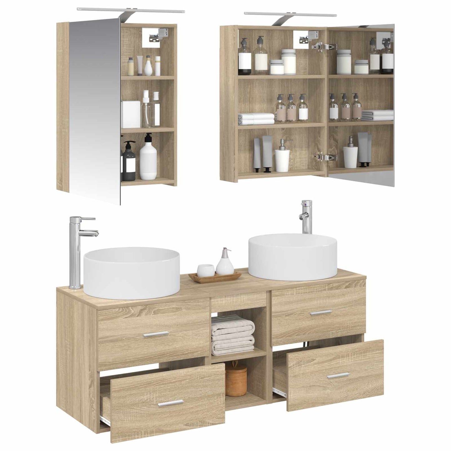 vidaXL Bathroom Furniture Set 5 pcs Sonoma Oak 3