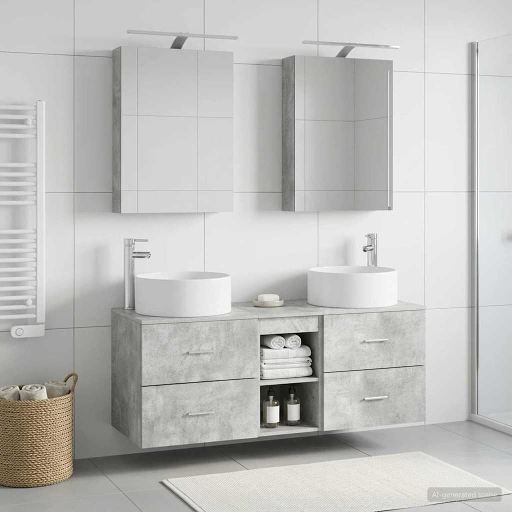 vidaXL Bathroom Furniture Set 5 pcs Concrete Grey 4