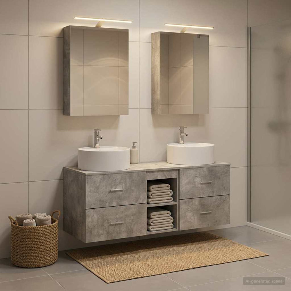 vidaXL Bathroom Furniture Set 5 pcs Concrete Grey