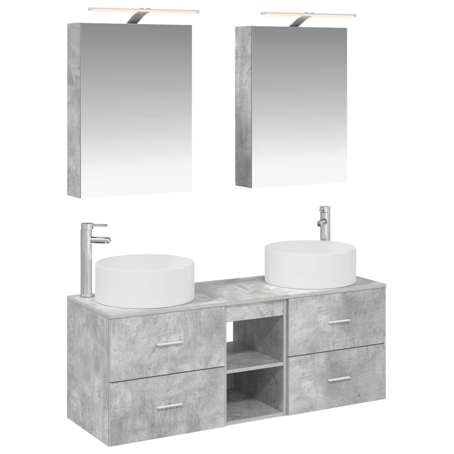 vidaXL Bathroom Furniture Set 5 pcs Concrete Grey 2