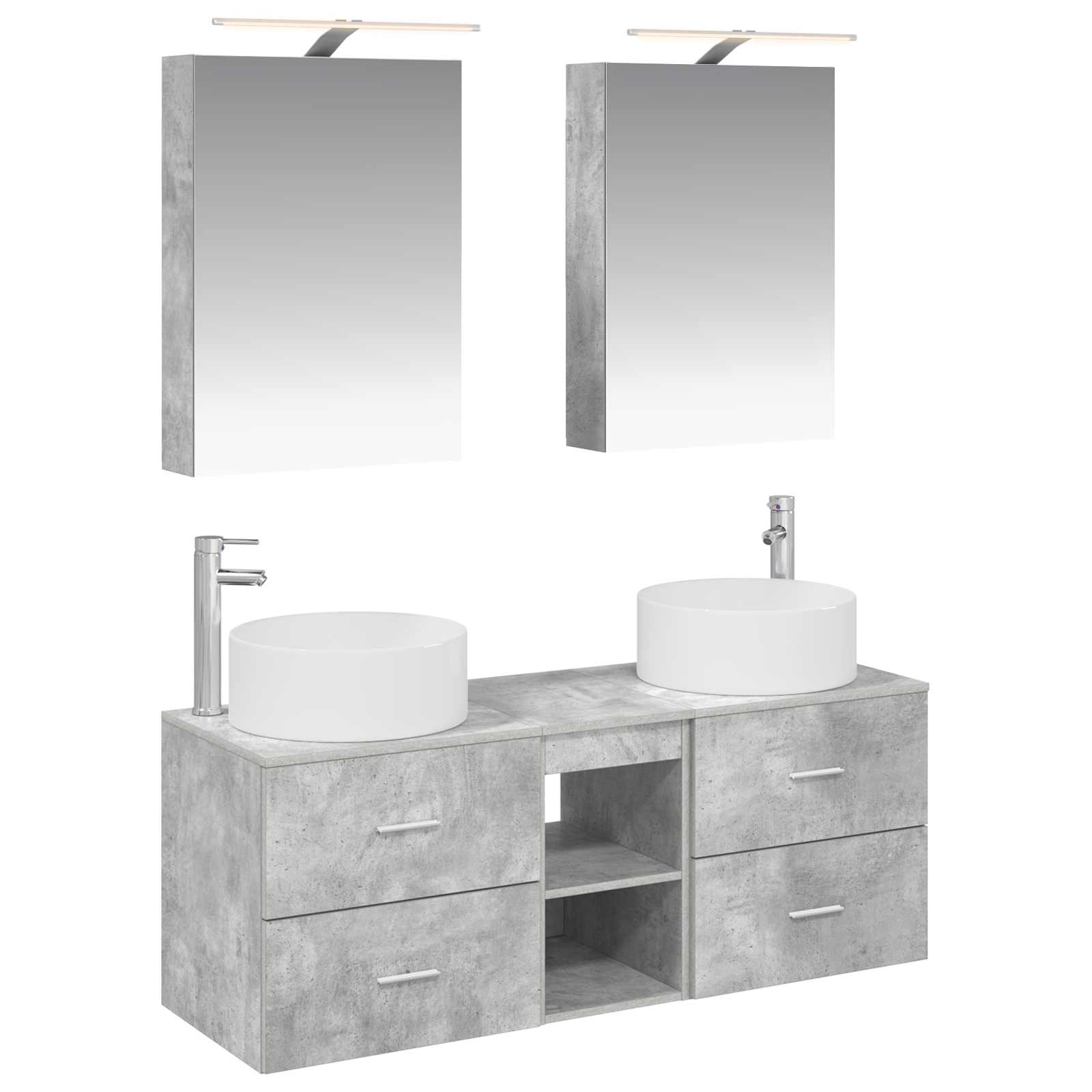 vidaXL Bathroom Furniture Set 5 pcs Concrete Grey 2