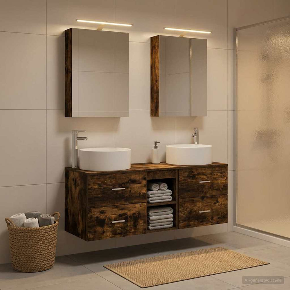 vidaXL Bathroom Furniture Set 5 pcs Smoked Oak