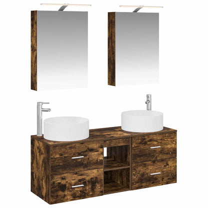 vidaXL Bathroom Furniture Set 5 pcs Smoked Oak 2
