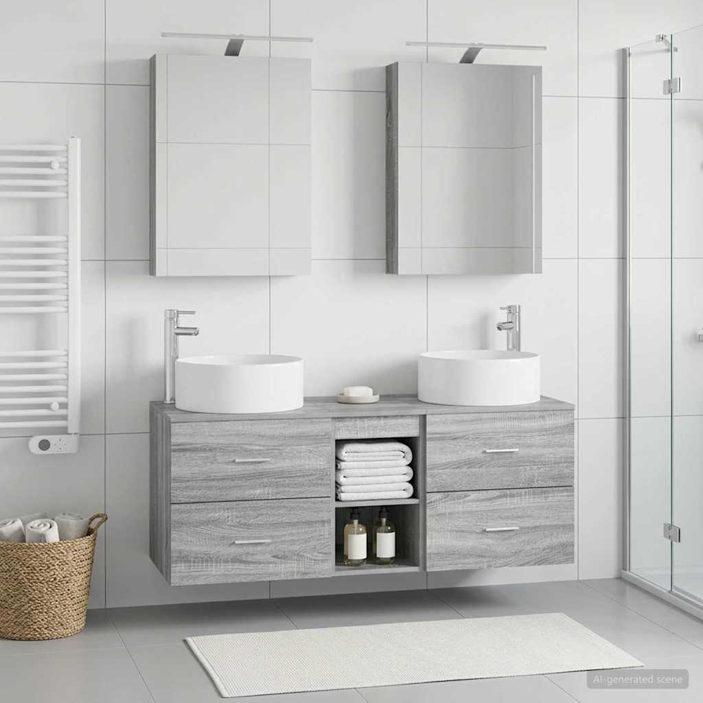 vidaXL Bathroom Furniture Set 5 pcs Grey Sonoma 4
