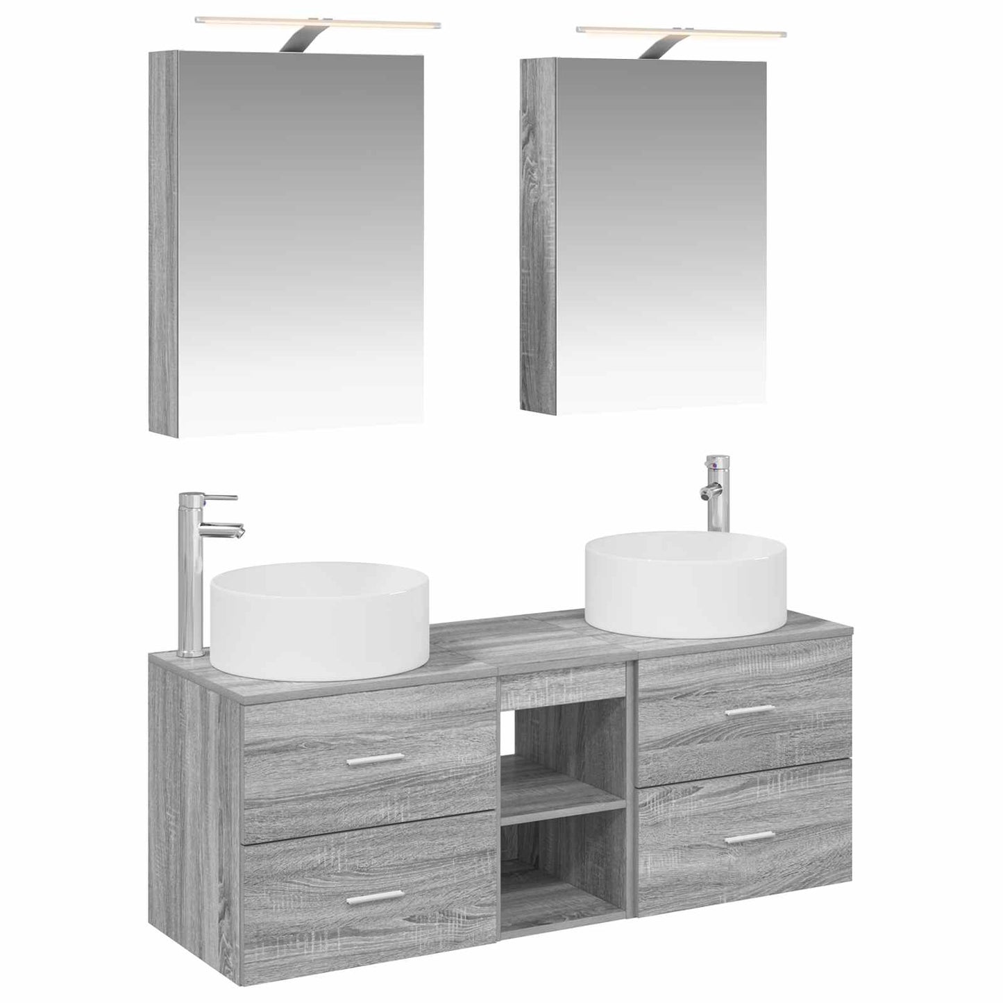 vidaXL Bathroom Furniture Set 5 pcs Grey Sonoma 2