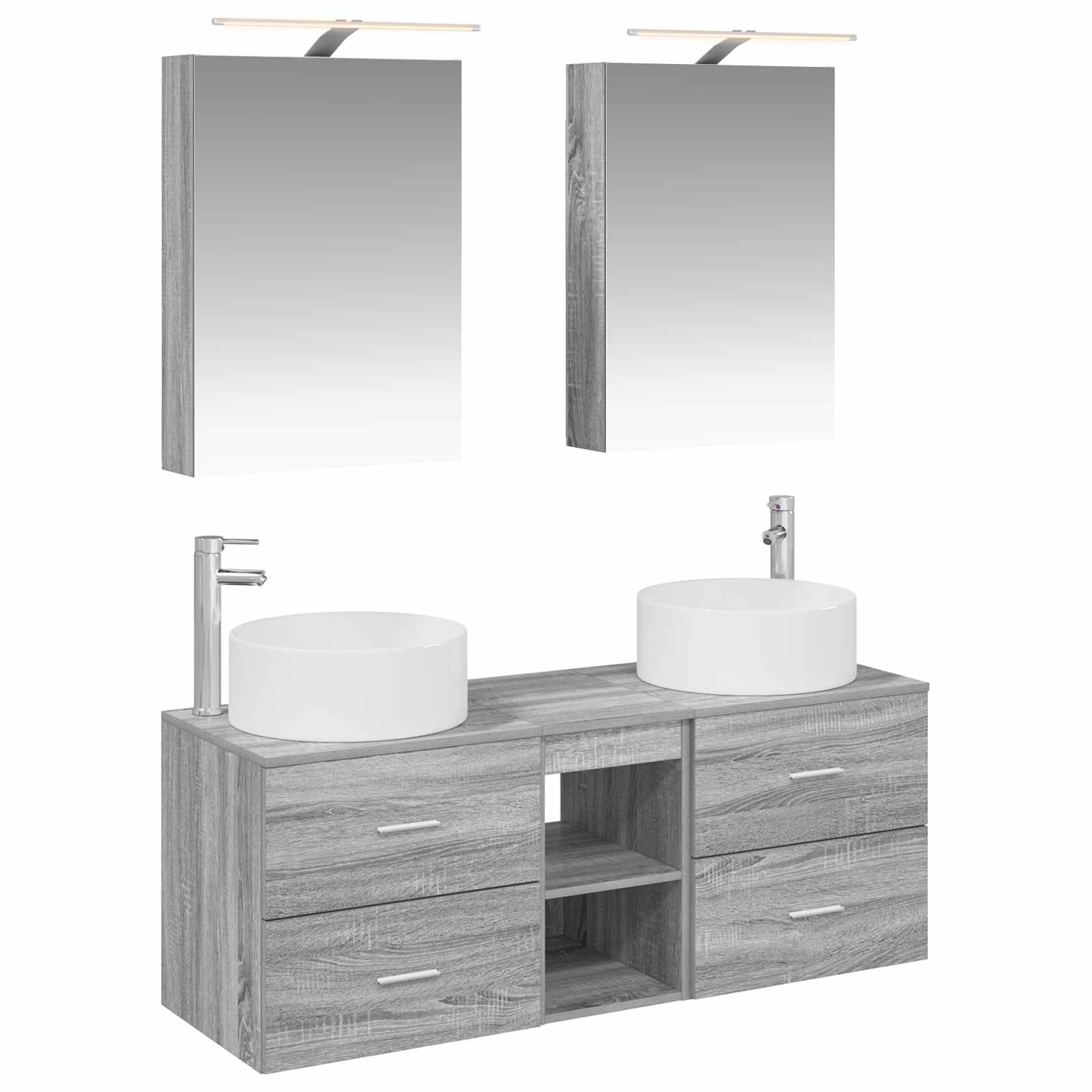 vidaXL Bathroom Furniture Set 5 pcs Grey Sonoma 2