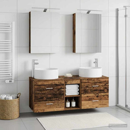 vidaXL Bathroom Furniture Set 5 pcs Old Wood Engineered Wood and Glass 1