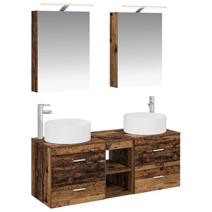 vidaXL Bathroom Furniture Set 5 pcs Old Wood Engineered Wood and Glass 2
