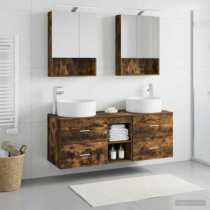 vidaXL Bathroom Furniture Set 5 pcs Smoked Oak 4
