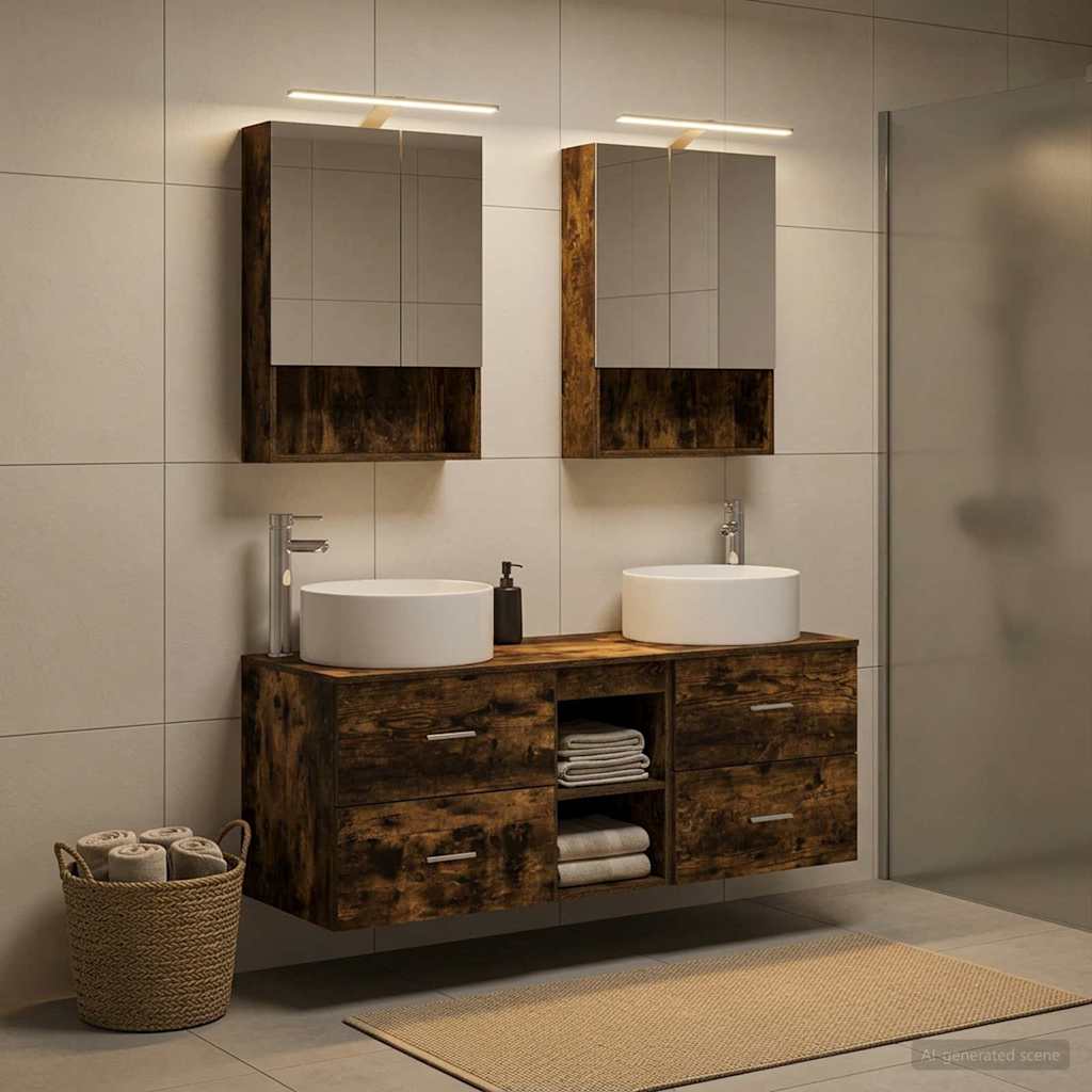 vidaXL Bathroom Furniture Set 5 pcs Smoked Oak 1
