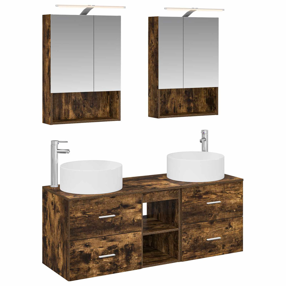 vidaXL Bathroom Furniture Set 5 pcs Smoked Oak 2