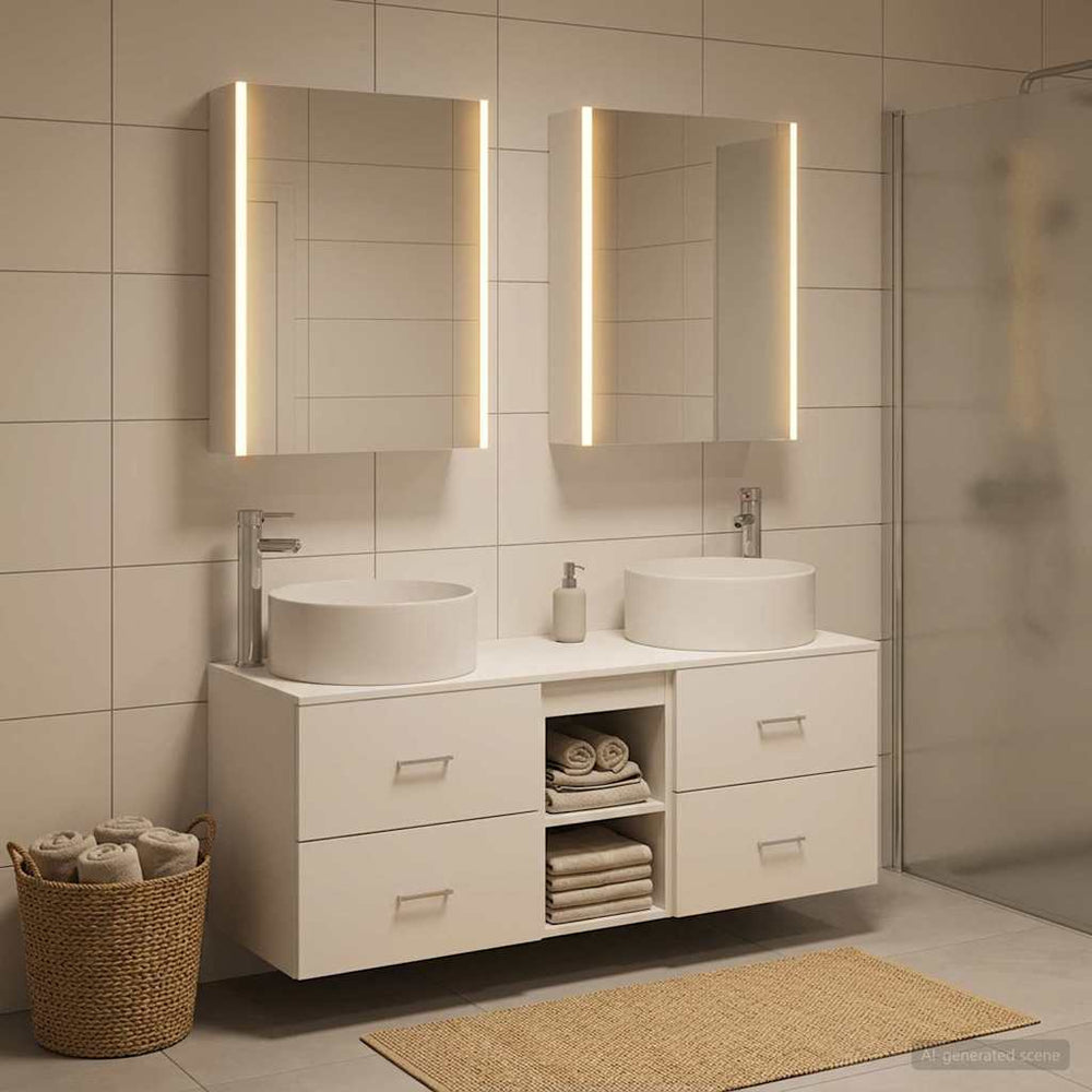 vidaXL Bathroom Furniture Set 5 pcs White Engineered Wood and Glass