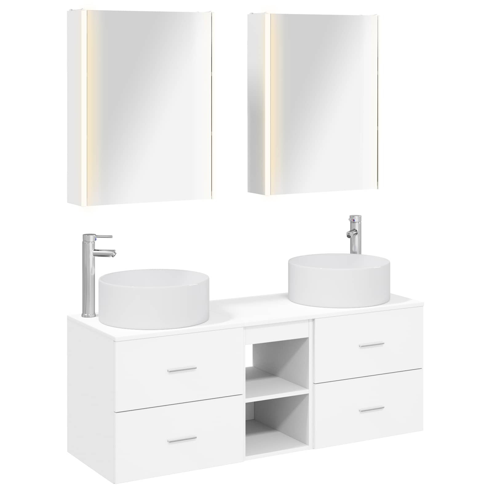 vidaXL Bathroom Furniture Set 5 pcs White Engineered Wood and Glass 2
