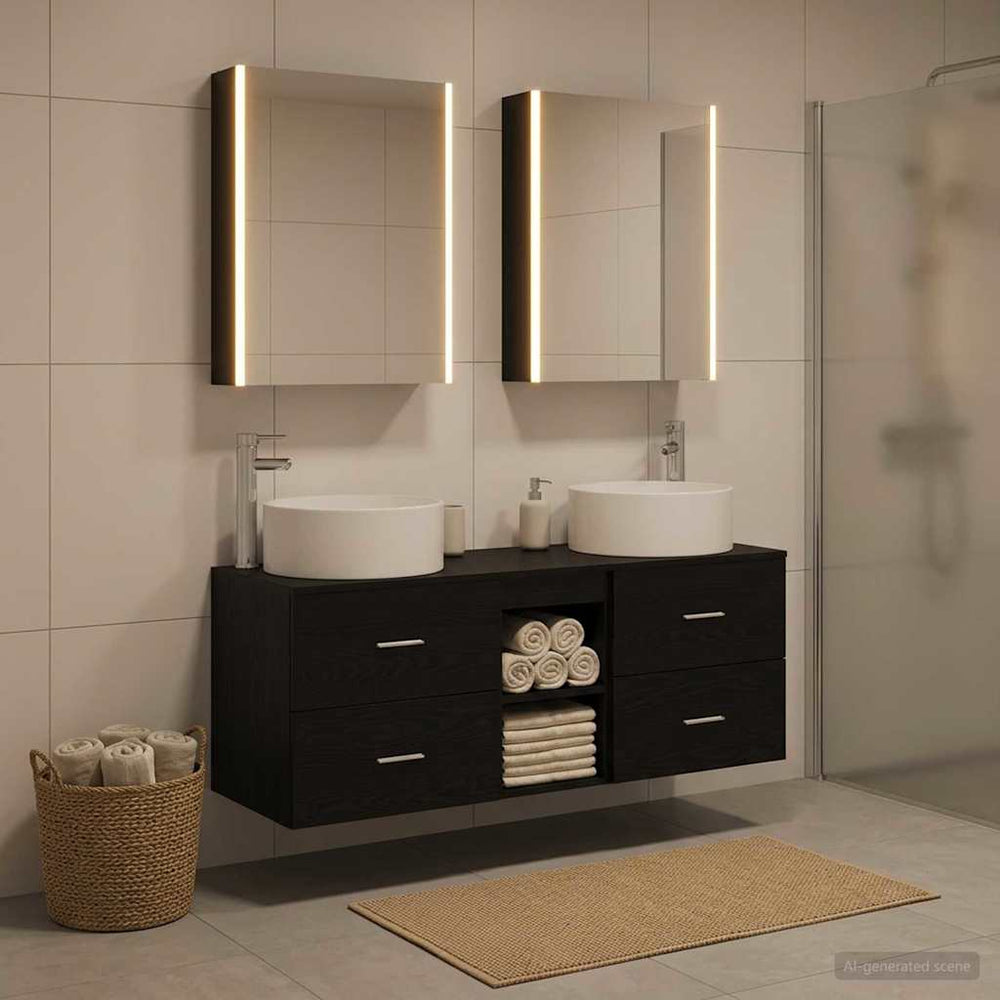 vidaXL Bathroom Furniture Set 5 pcs Black Oak