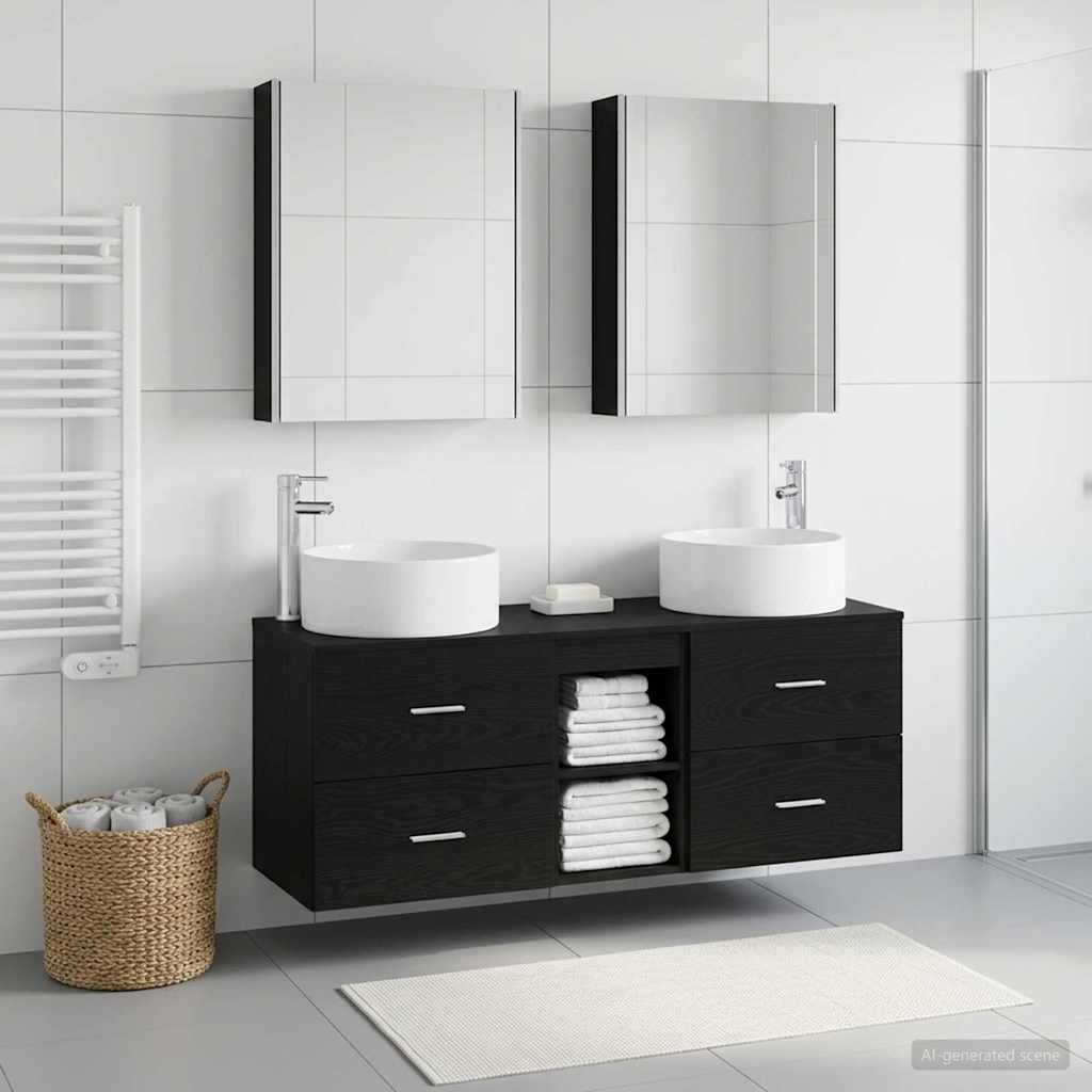 vidaXL Bathroom Furniture Set 5 pcs Black Oak 4