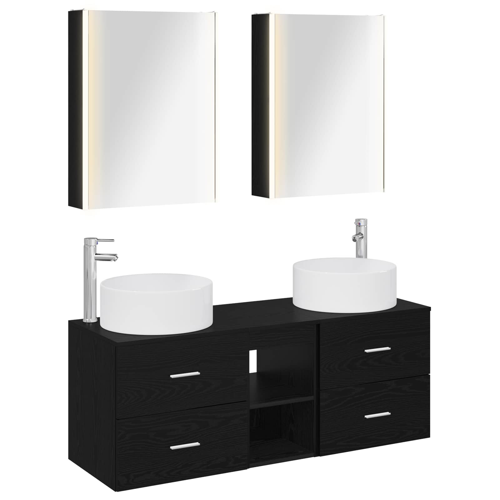 vidaXL Bathroom Furniture Set 5 pcs Black Oak 2