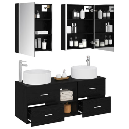 vidaXL Bathroom Furniture Set 5 pcs Black Oak 3