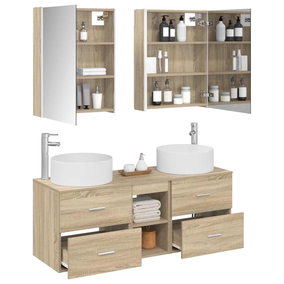 vidaXL Bathroom Furniture Set 5 pcs Sonoma Oak 3