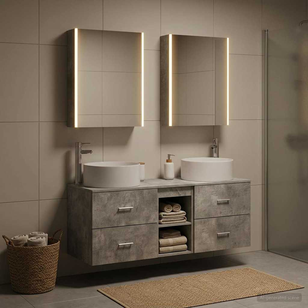 vidaXL Bathroom Furniture Set 5 pcs Concrete Grey 1