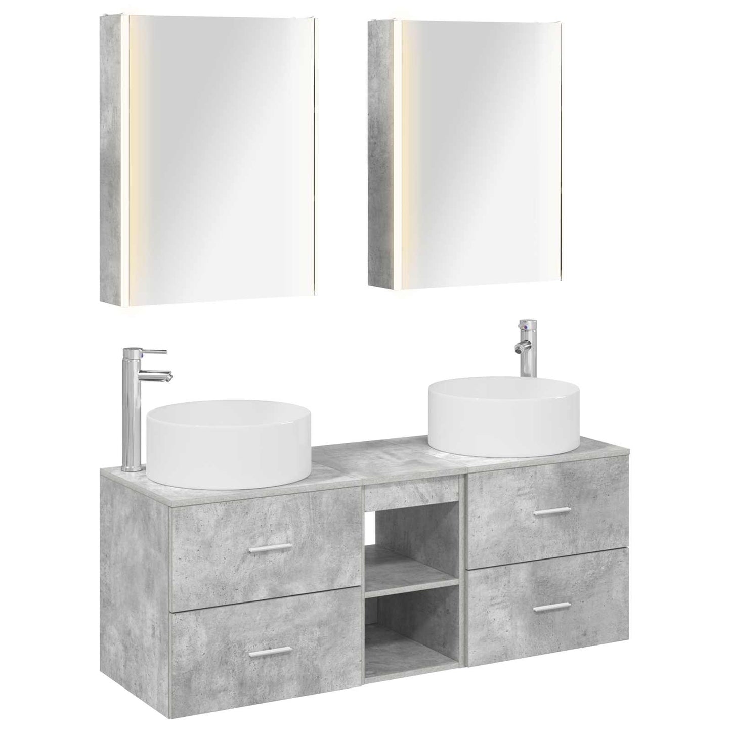 vidaXL Bathroom Furniture Set 5 pcs Concrete Grey 2