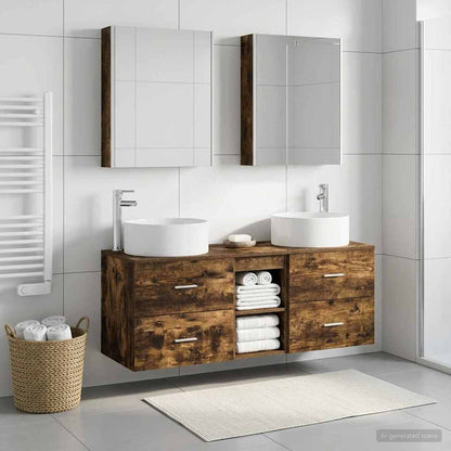 vidaXL Bathroom Furniture Set 5 pcs Smoked Oak 4