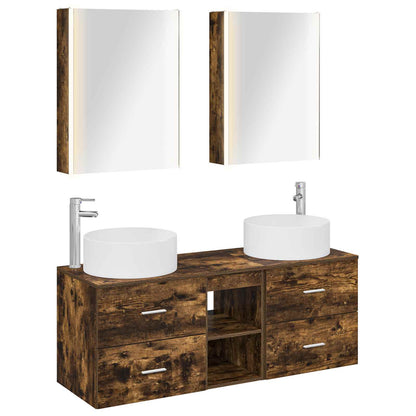 vidaXL Bathroom Furniture Set 5 pcs Smoked Oak 2