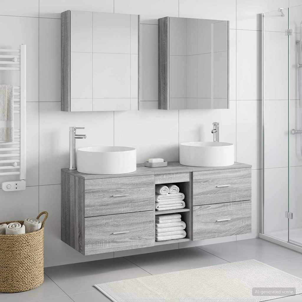 vidaXL Bathroom Furniture Set 5 pcs Grey Sonoma 4