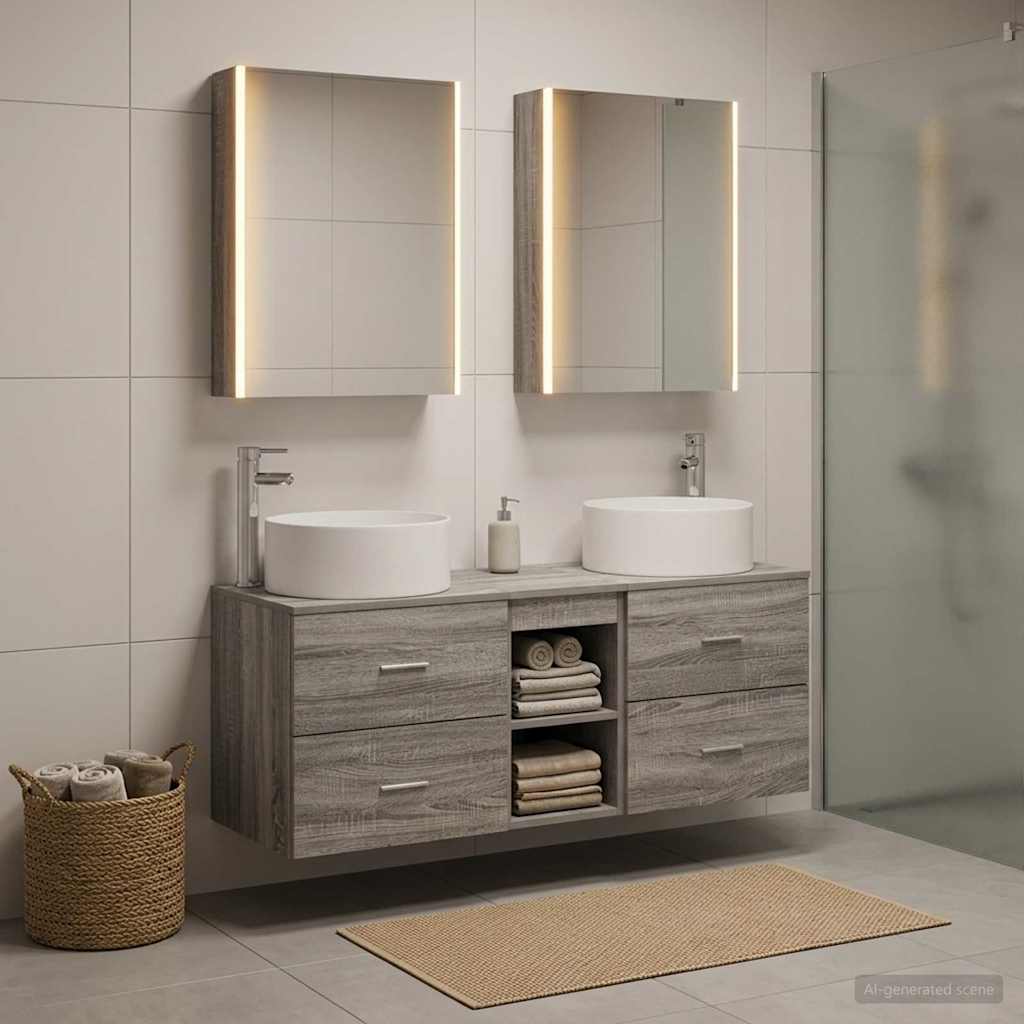 vidaXL Bathroom Furniture Set 5 pcs Grey Sonoma 1