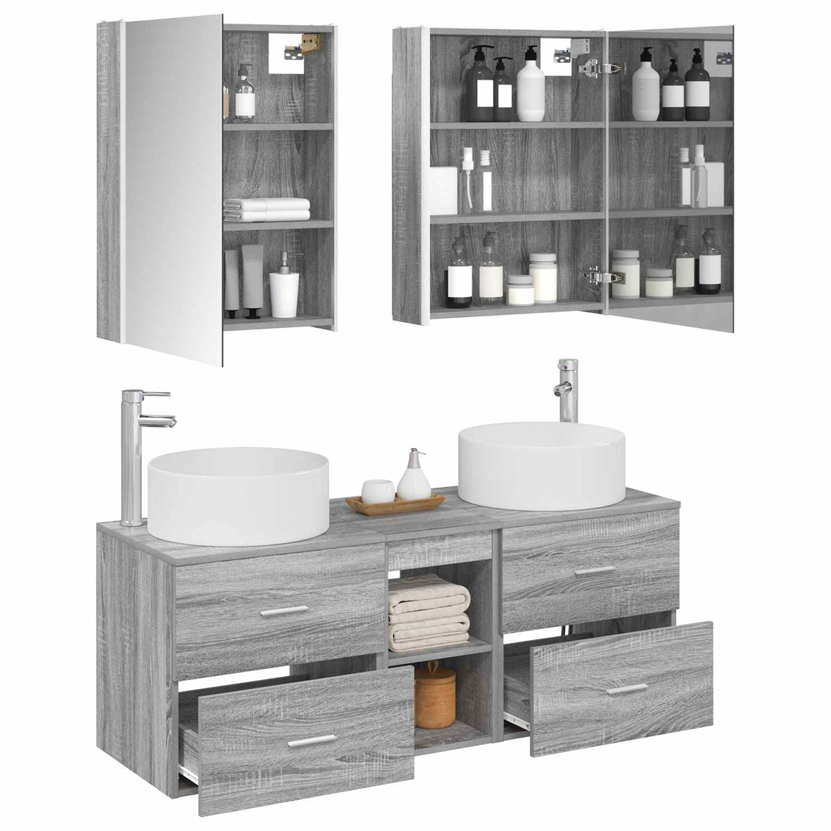 Bathroom Furniture Set 5 pcs 49.5 x 44.5 x 65.5 cm Grey sonoma
