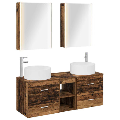vidaXL Bathroom Furniture Set 5 pcs Old Wood Engineered Wood and Glass 2