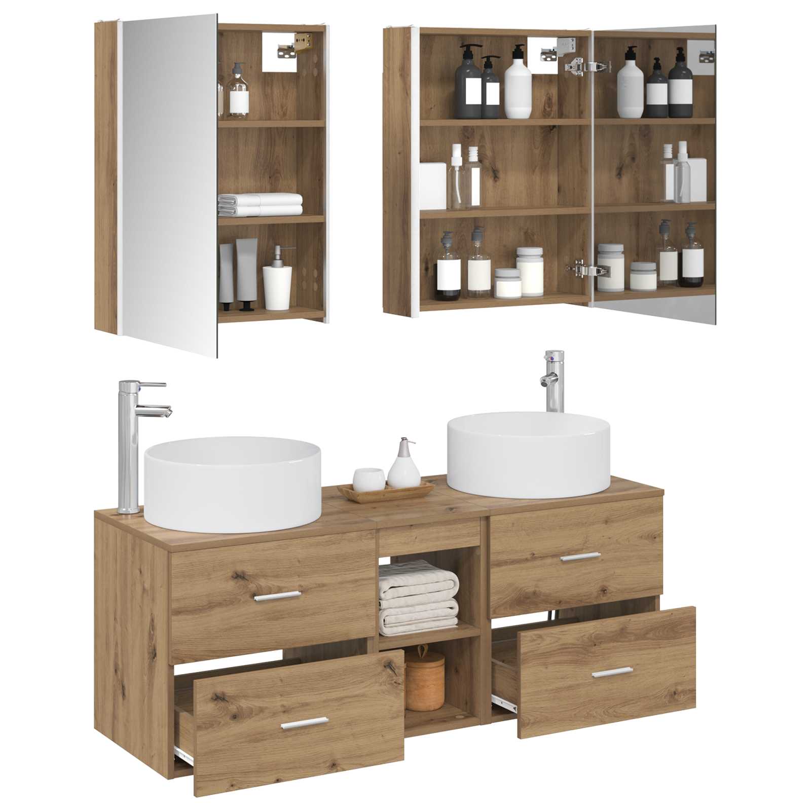 vidaXL Bathroom Furniture Set 5 pcs Artisan Oak 3