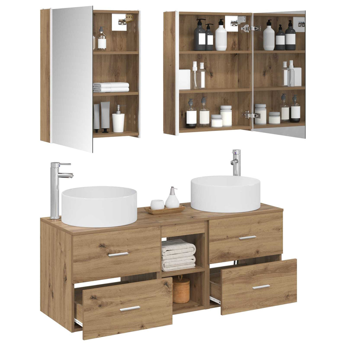 Bathroom Furniture Set 5 pcs 49.5 x 44.5 x 65.5 cm Artisan oak