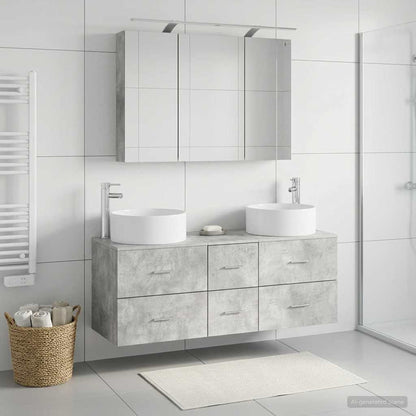 vidaXL Bathroom Furniture Set 4 pcs Concrete Grey 4