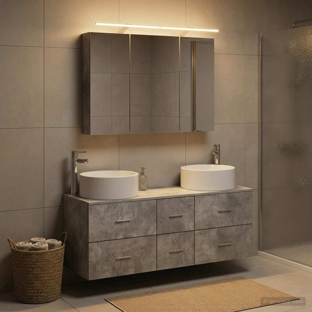vidaXL Bathroom Furniture Set 4 pcs Concrete Grey 1
