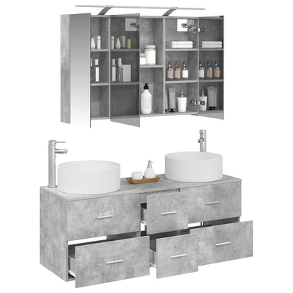 vidaXL Bathroom Furniture Set 4 pcs Concrete Grey 3