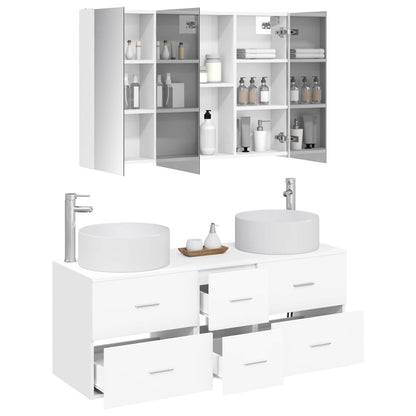 vidaXL Bathroom Furniture Set 4 pcs White Engineered Wood and Glass 3