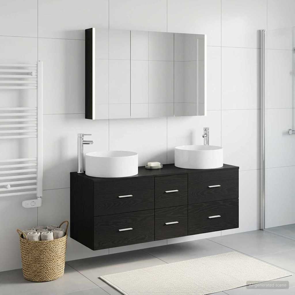 vidaXL Bathroom Furniture Set 4 pcs Black Oak 4