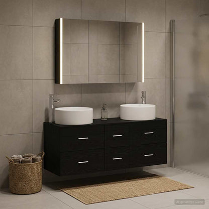 vidaXL Bathroom Furniture Set 4 pcs Black Oak 1