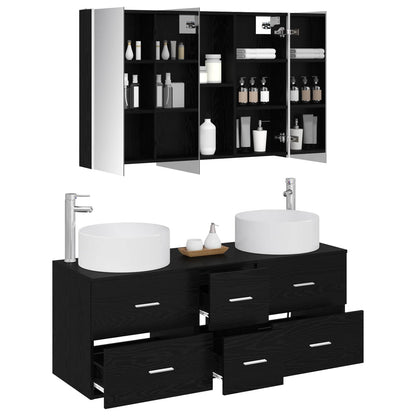 vidaXL Bathroom Furniture Set 4 pcs Black Oak 3