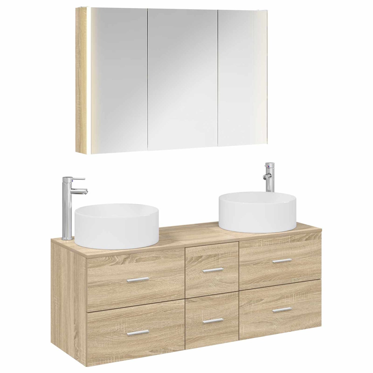 vidaXL Bathroom Furniture Set 4 pcs Sonoma Oak 2