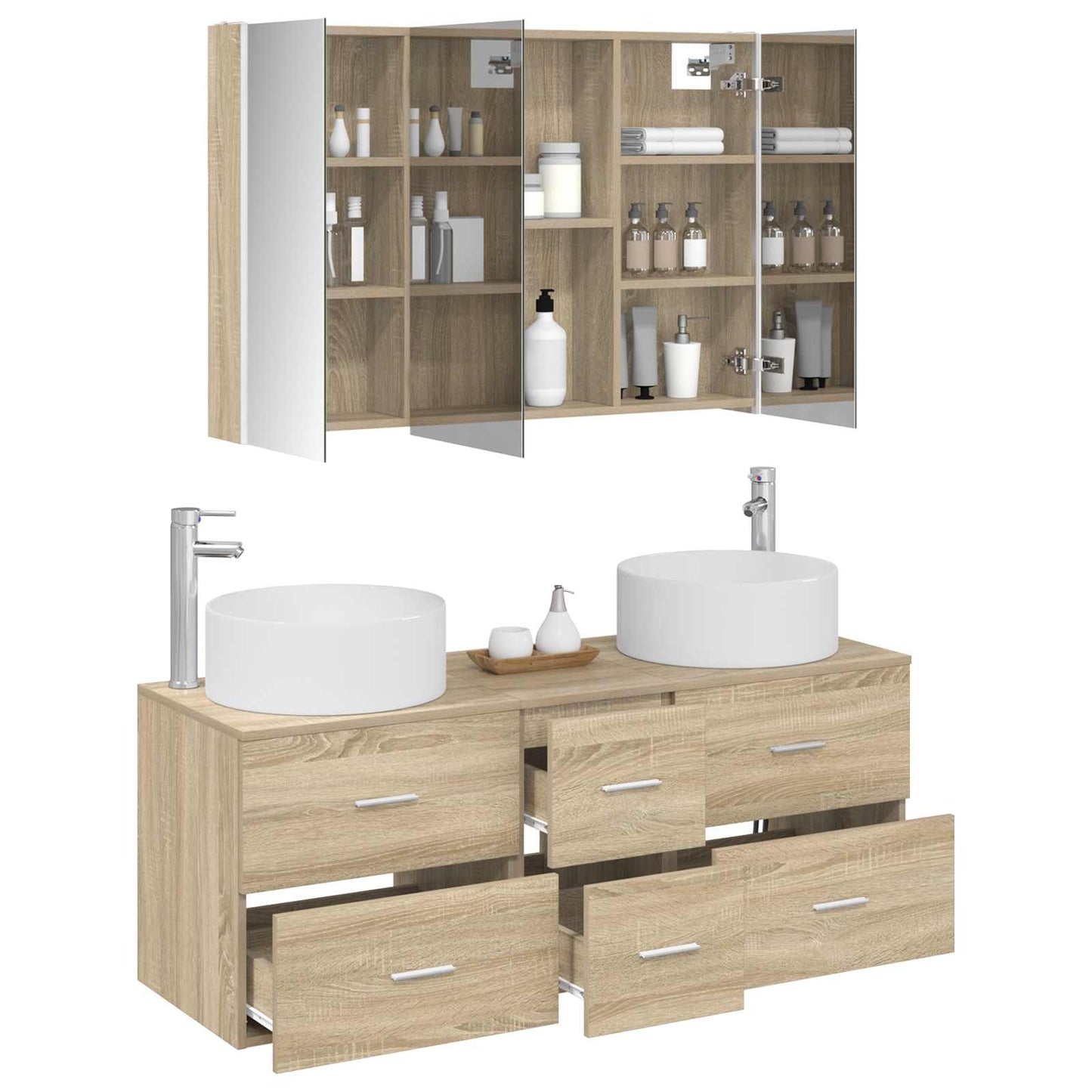 vidaXL Bathroom Furniture Set 4 pcs Sonoma Oak 3