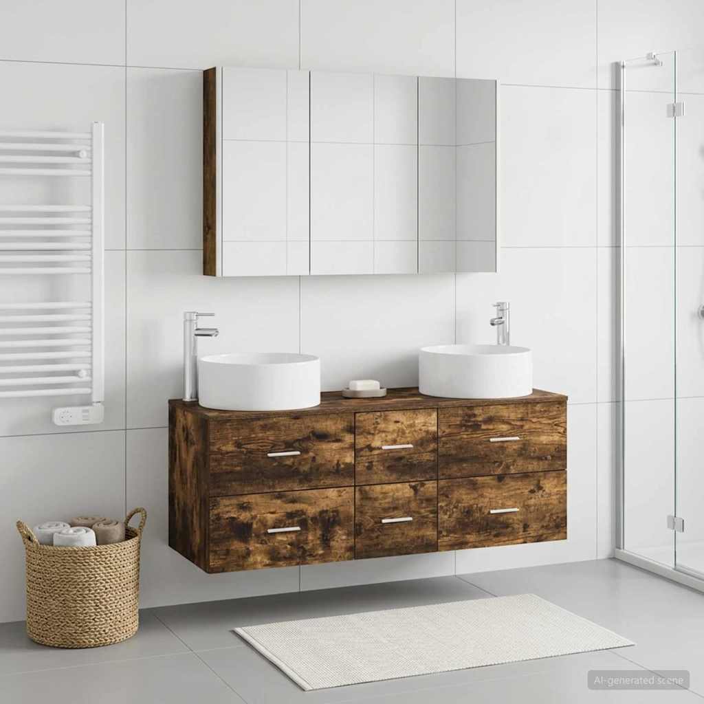 vidaXL Bathroom Furniture Set 4 pcs Smoked Oak 4