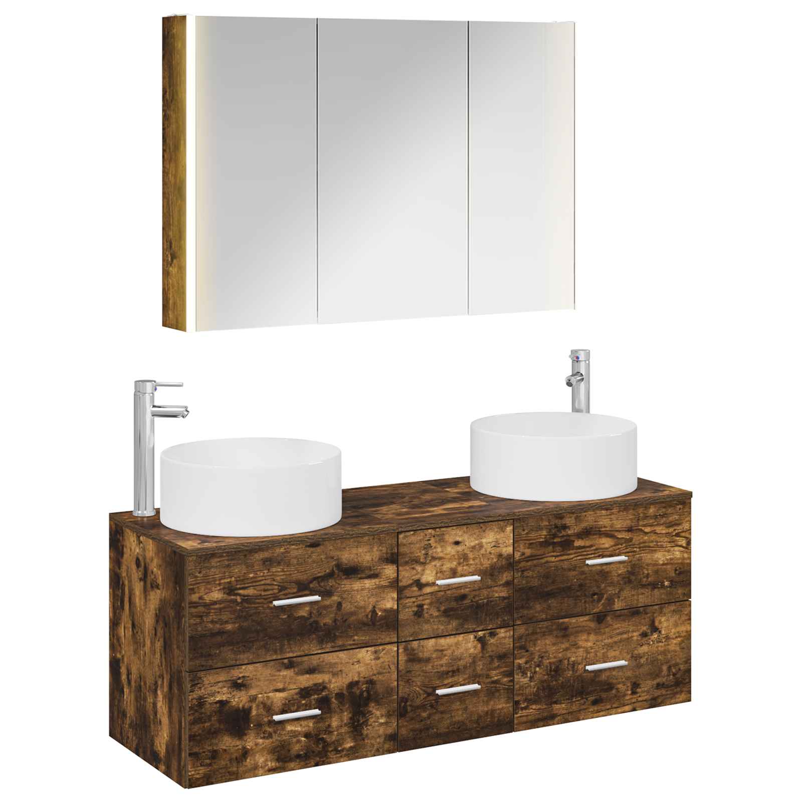 vidaXL Bathroom Furniture Set 4 pcs Smoked Oak 2