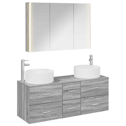 vidaXL Bathroom Furniture Set 4 pcs Grey Sonoma 2