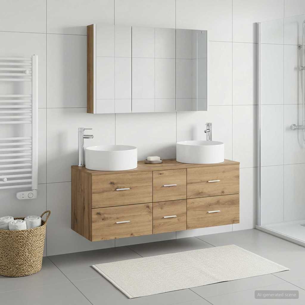 vidaXL Bathroom Furniture Set 4 pcs Artisan Oak 1
