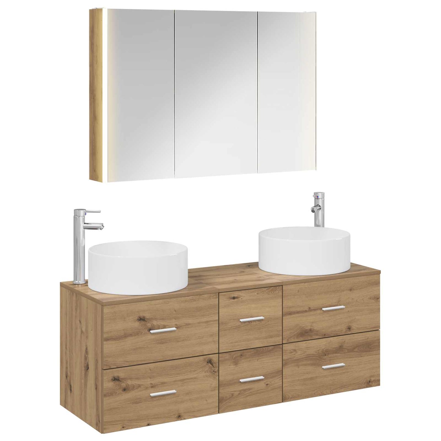 vidaXL Bathroom Furniture Set 4 pcs Artisan Oak 2
